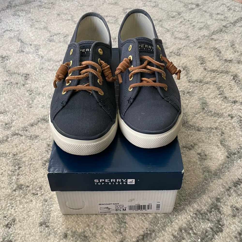 Sperry Seacoast Navy Canvas Sneakers w/ Box
